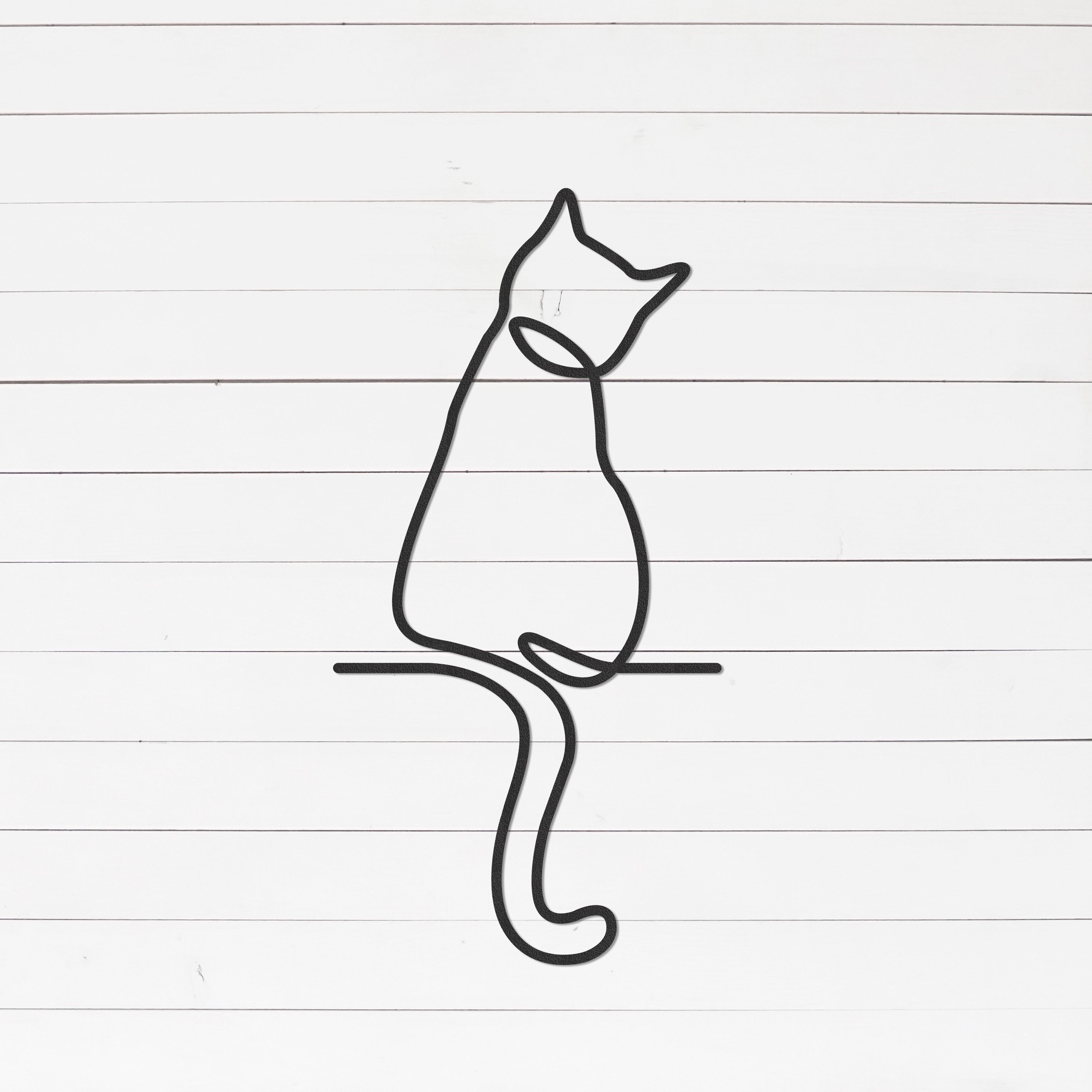 Line Cat Sign | Cat Wall Art | Cat Decor | Wall Decor | Metal Wall Art | Rustic Wall Art | Kitsune Art | Metal Art | Wall Decor
