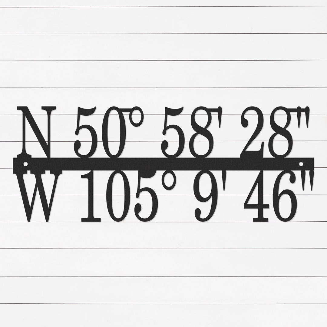 Lat Sign Personalized Latitude Longitude Sign: Custom GPS Coordinates Metal Wall ...