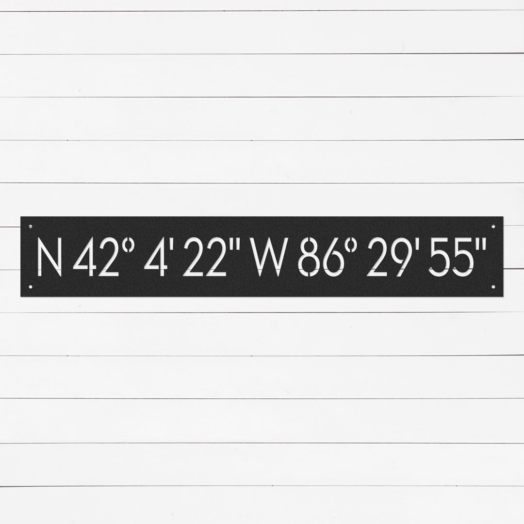 Lat Sign Personalized Latitude Longitude Sign: Custom GPS Coordinates Metal Wall ...