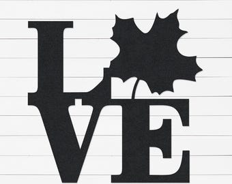 Maple Leaf Love Sign: Metal Wall Art, Cottage Decor