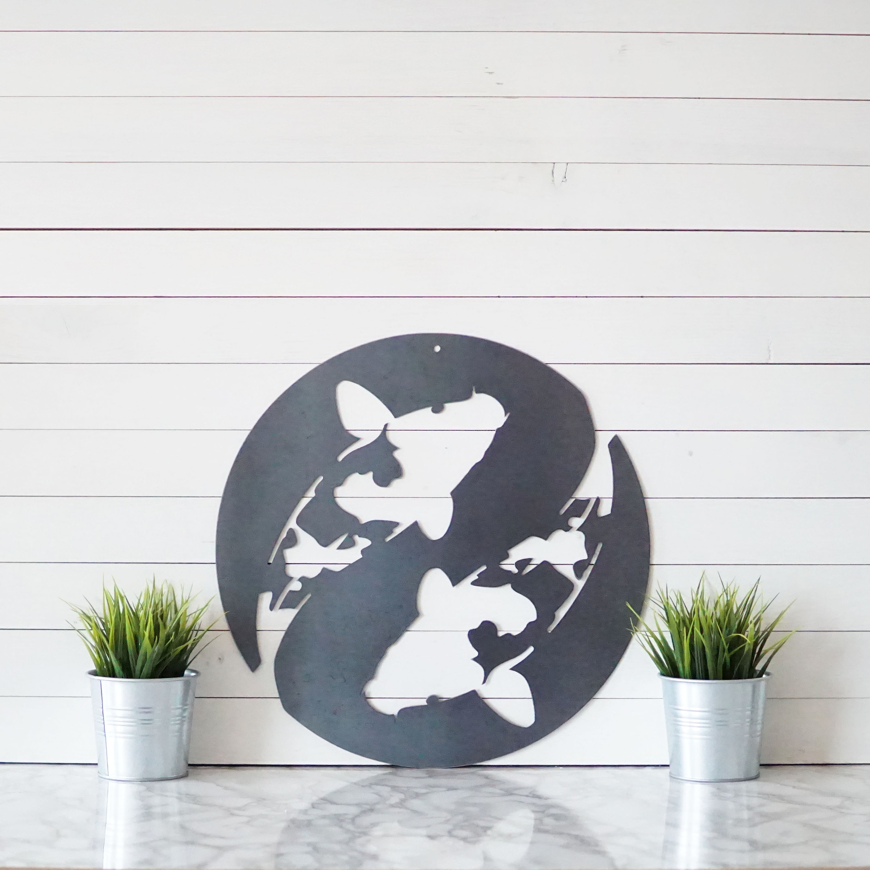 Koi Fish Sign | Yin Yang Sign | Pisces Sign | Wall Decor | Metal Wall Art | Rustic Wall Art | Home Decor | Office Decor | Metal Art