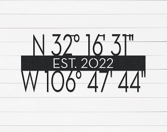 Personalized Latitude Longitude Sign: Custom GPS Coordinates Metal Wall Art