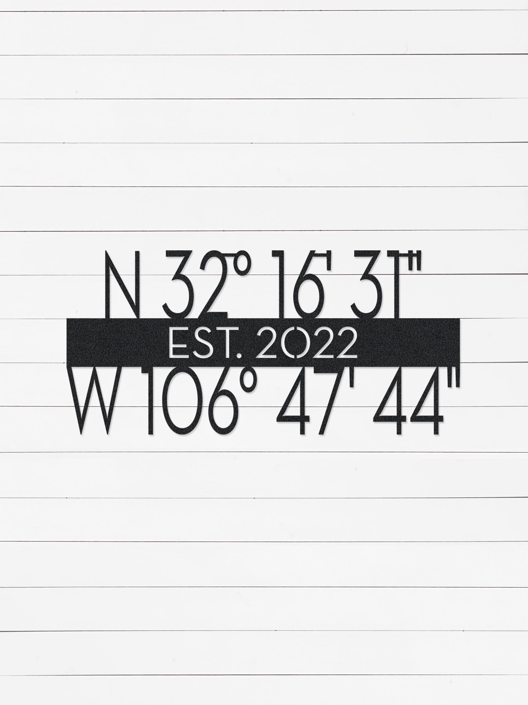Personalized Latitude Longitude Sign: Custom GPS Coordinates Metal Wall Art