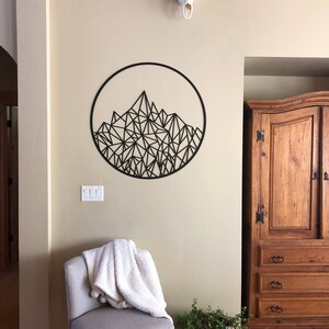 Geometric Mountain Sign | Mountain Wall Decor | Metal Mountain Wall Art | Geometric Wall Art | Abstract Mountain Art | Metal Sign