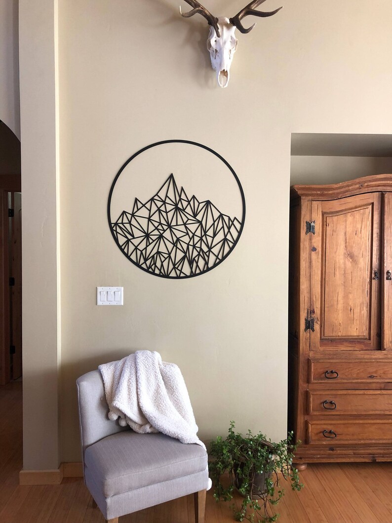 Geometric Mountain Sign | Mountain Wall Decor | Metal Mountain Wall Art | Geometric Wall Art | Abstract Mountain Art | Metal Sign