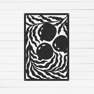 Botanical Fruit Metal Wall Art: Outdoor Privacy Screen