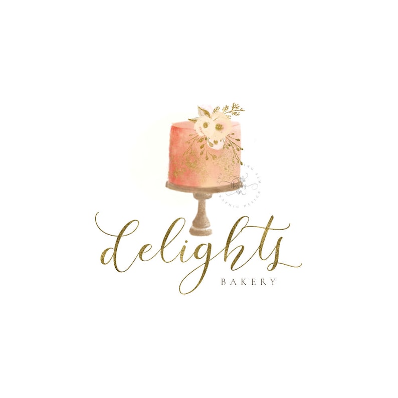 Watercolor Cake Logo Premade Logo Graphic Design Business Etsy