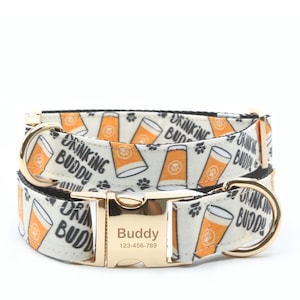 Trinkbuddy Hundehalsband, Martingale mit Schnalle, graviertes Hundehalsband mit Name, personalisiertes verstellbares robustes Hundehalsband Geschenk