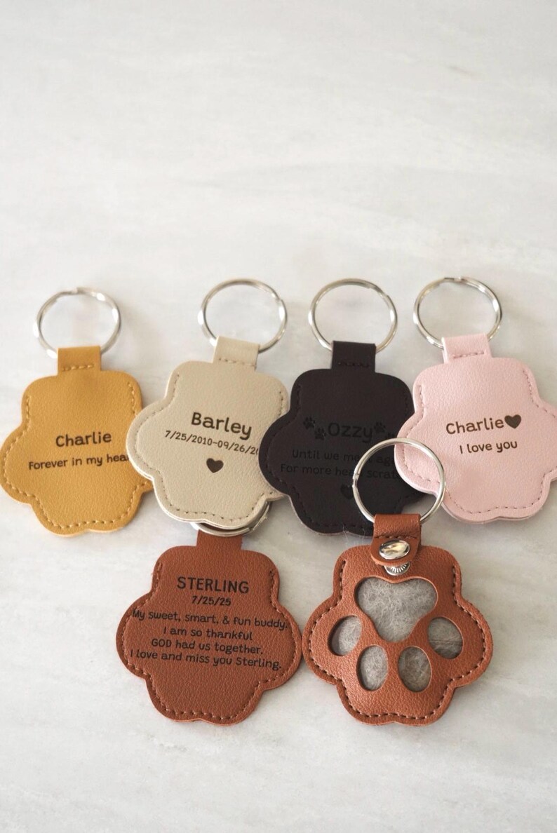 Pet hair memorial charm, Personalized keepsake holder for dog and cat fur storing, Engraved pet loss gift. image 2