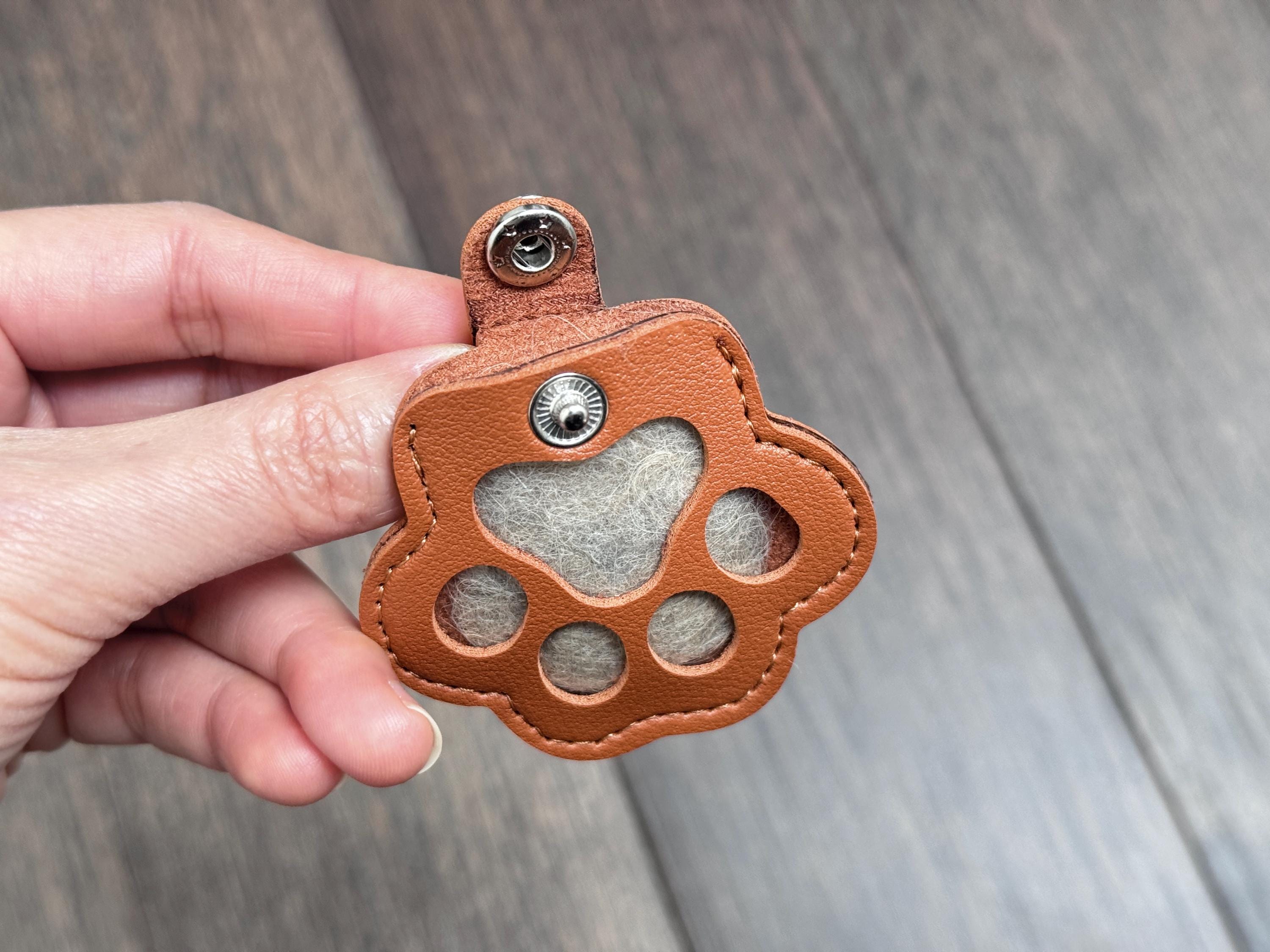 Pet hair memorial charm, Personalized pet hair keepsake holder for dog and cat fur, Dog hair storing, Dog fur keep, Engraved pet loss gift.