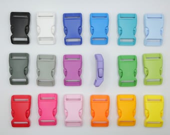 1 Inch Multicolor Plastic Side Release Buckles, 25mm Dog Collar Buckle,Arched Curved Colored Buckle for Pet Collar and Bracelets,Top Quality