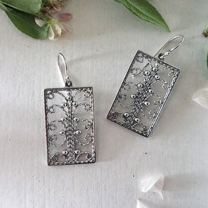 Spanish Doors Earrings, Rectangle Earrings, Square Earrings, Sterling Silver Jewelry, Handmade Jewlery, Sterling Silver .925