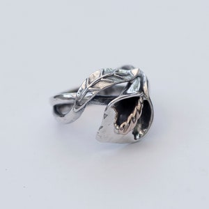 Lily Flower Ring, Calla Ring, Lily Flower Ring, Silver and Gold Ring, Sterling Silver Jewelry, Handmade Jewlery, Sterling Silver .925