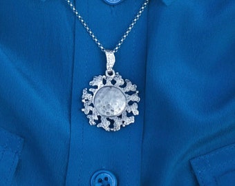 Hammered Sterling Silver Sunshine Necklace, Handmade Sun Jewelry