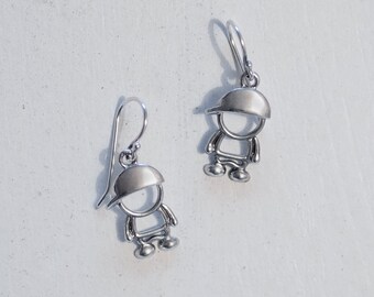 Boys Earrings, Casual Earrings, Drop Earrings, Silver Earrings, Sterling Silver Jewelry