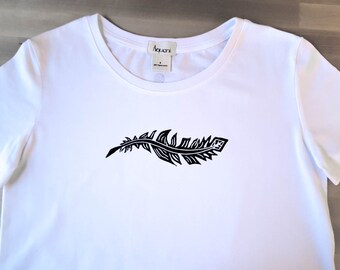 Abstract Feather Print Organic Cotton T-Shirt, Lightweight Loungewear