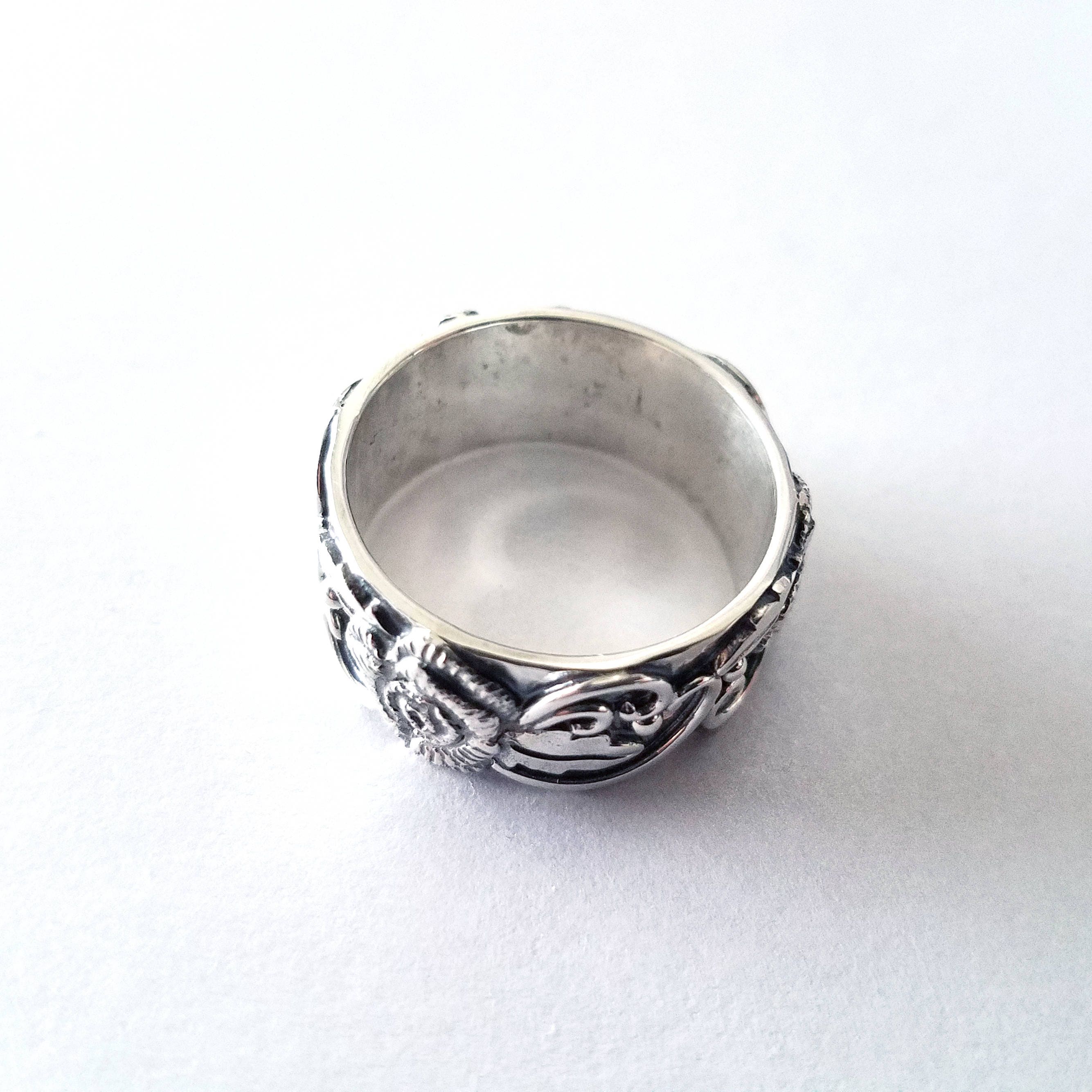 Rose Ring Rose Wedding Band Silver Ring Rose Flower Ring - Etsy