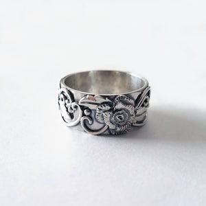 Rose Ring, Rose Wedding Band, Silver Ring, Rose Flower Ring, Unisex Ring, Sterling Silver Jewelry, Handmade Jewlery, Sterling Silver .925