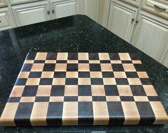 Random Checkerboard End Grain Cutting Board Etsy