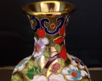 Chinesische Cloisonne Hand bemalt handgemachte Emaille Blumenvase
