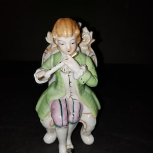 Vintage Japan Young Man Musician in Chair Figurine