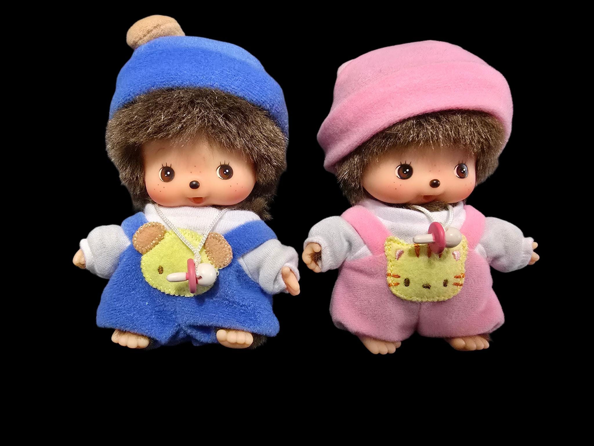 VTG Pair Baby Boy Girl 5” Sekiguchi Bebichhichi Monchhichi Dolls