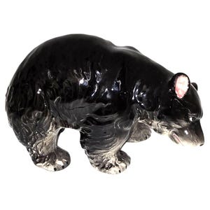 Vintage Black Bear Porcelain Ceramic Figurine