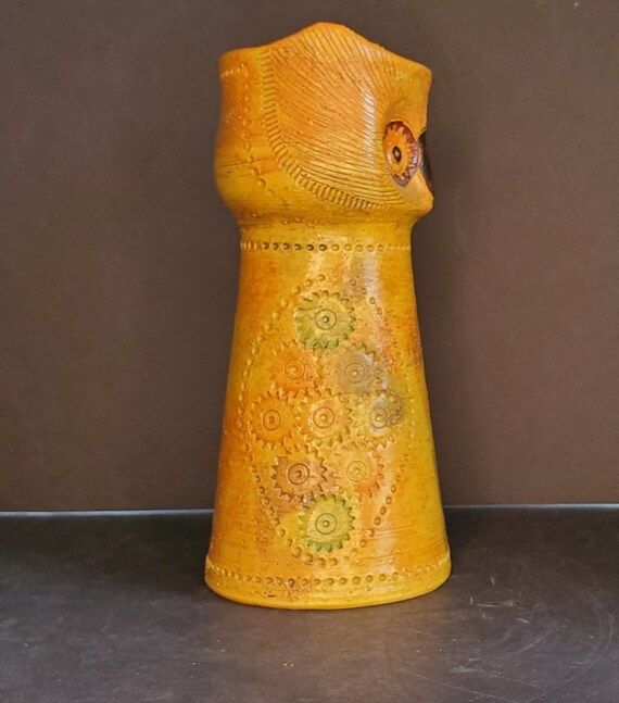 Mid Century BITOSSI – ALDO LONDI – Large Yellow Owl Vase – Italy