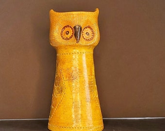 Mid Century  BITOSSI – ALDO LONDI – Large Yellow Owl Vase – Italy, Excellent Condition