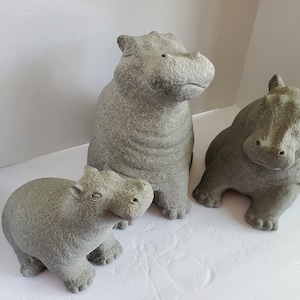 Austin Productions 1980 Paul Bellardo Hippo Sculptures – Set of 3, Rare HTF