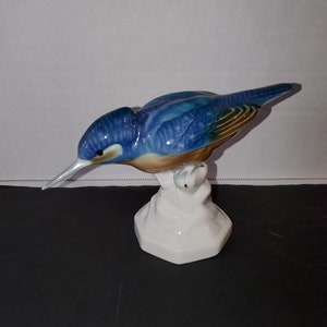 Vintage Heinz Schaubach Unterweissbach Germany Blue  Bird Porcelain Figurine
