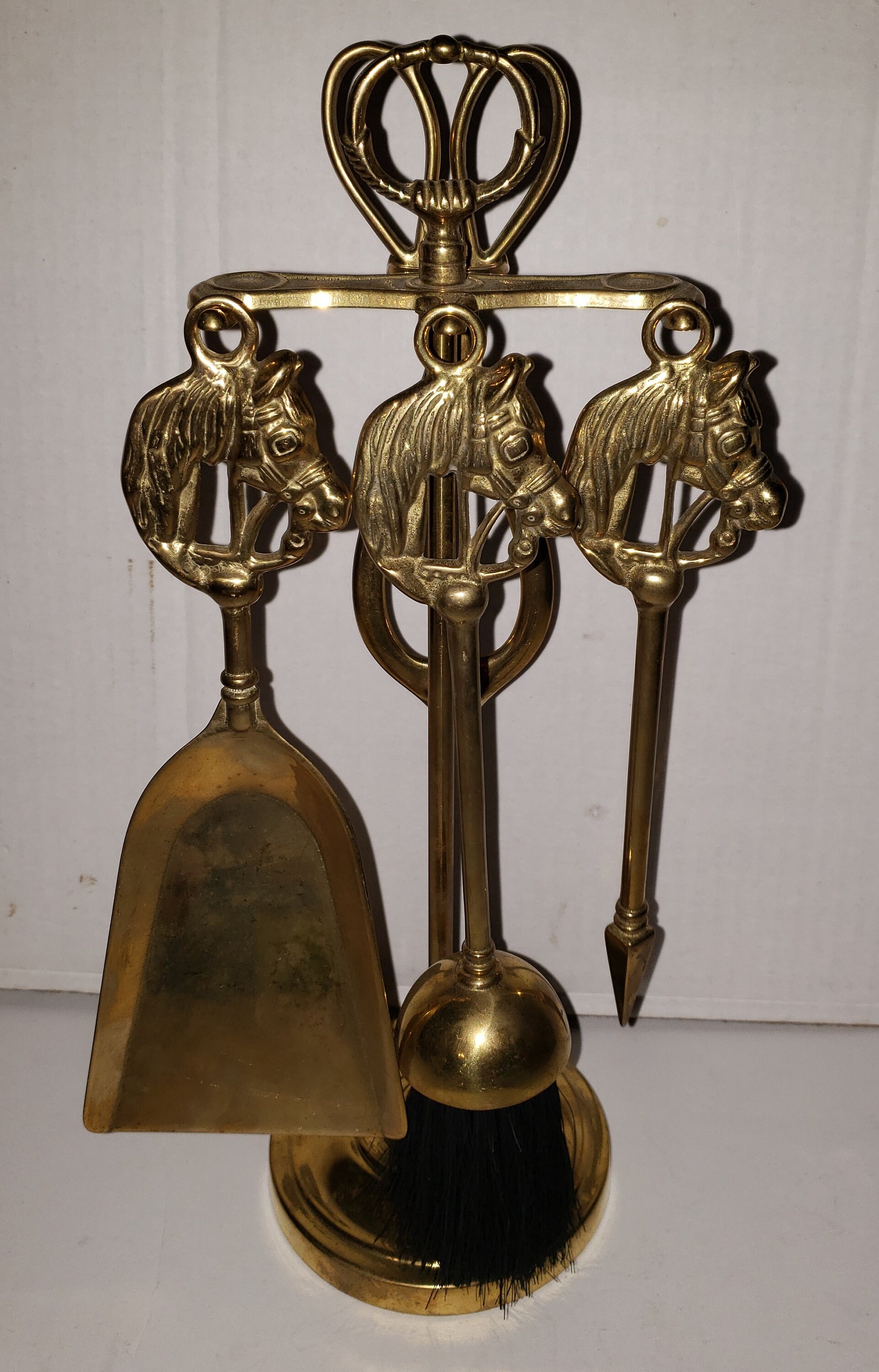 Vintage Miniature Brass Horse Head Fireplace Tool Set 14 Etsy