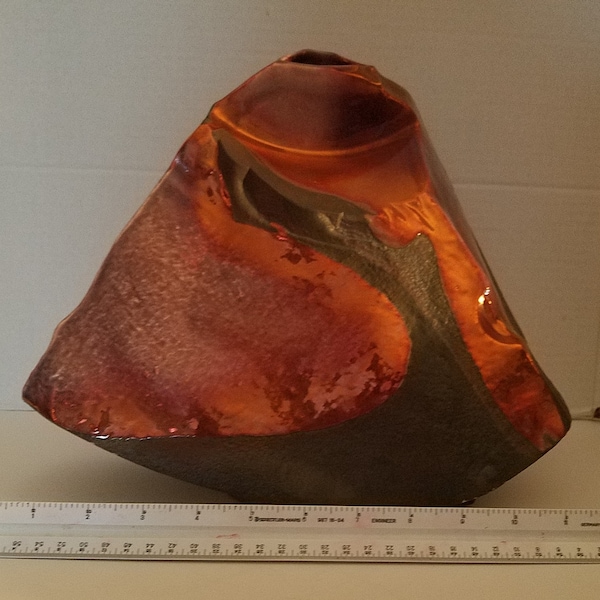 Impressive Tony Evans Pottery Modernist Raku Sculpture Vase Signed Numbered