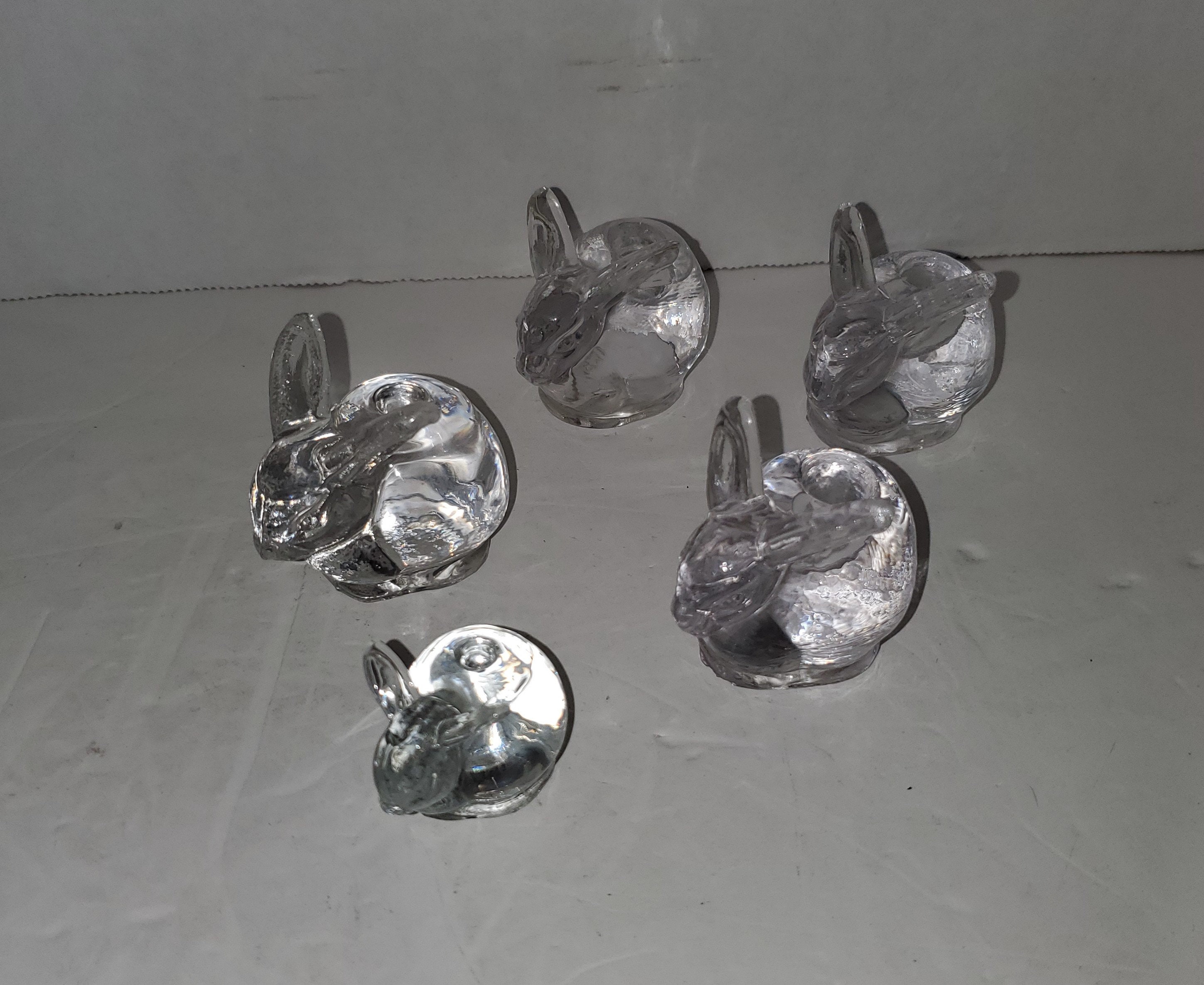 Vintage Set of 5 Glass Rabbit Tapered Candle Holders Etsy UK