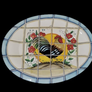 Farmhouse Country Kitchen Jay Import Large Ceramic Rooster Platter