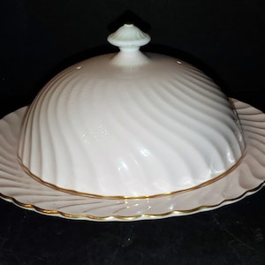 Vintage Minton England Pink Shell Dome shaped Covered Butter Dish, Rare & HTF