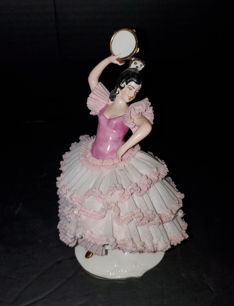 Vintage Wilhelm Rittirsch Tambourine Dancer Porcelain Lace | Etsy