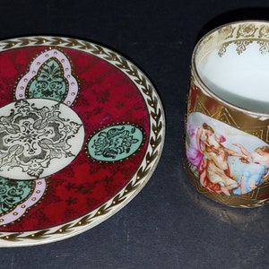 Antique Porcelain Austria Royal Vienna Beehive  Demitasse Cup and Saucer