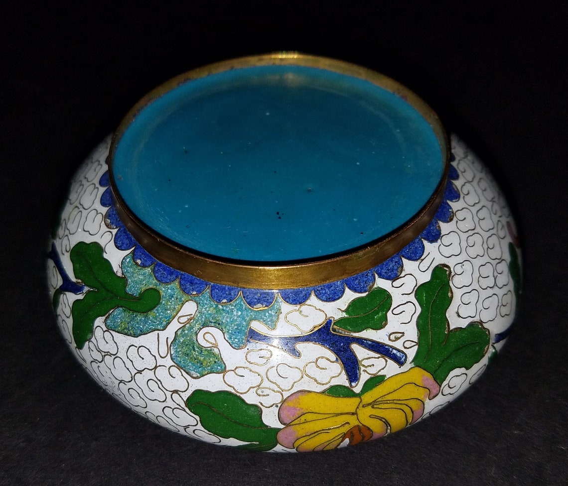 Antique Chinese Cloisonne Enamel on Brass Ashtray Etsy