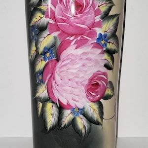 Vintage Large 18” Floral Ceramic Hand Painted Umbrella Stand