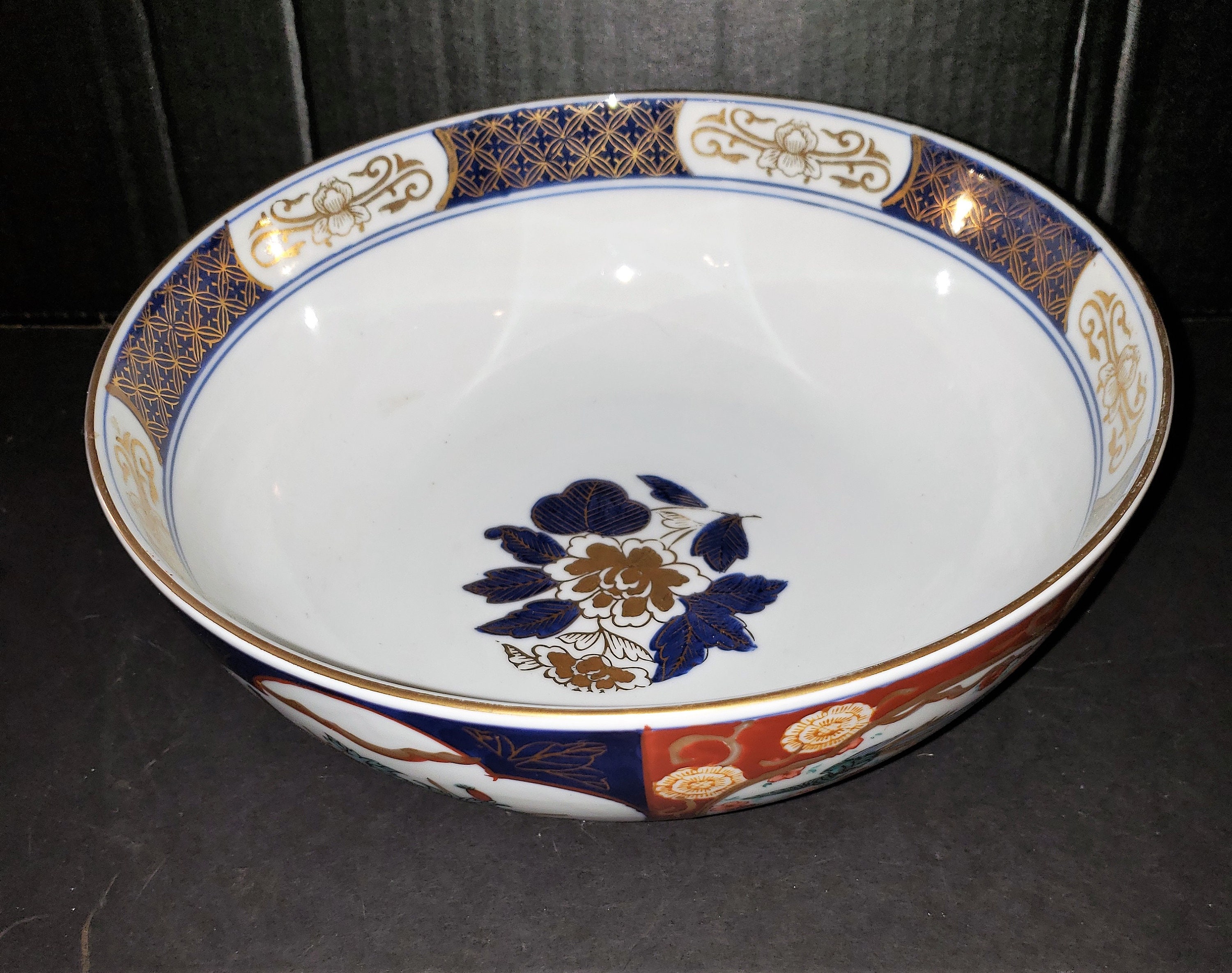 く日はお得♪ Painted Hand Imari Gold 1960's Vintage Floral Peacock and 工芸品