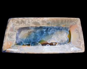 Bill Campbell Pottery Crystalline Rectangular Ceramic Tray Studio Art - MARKED