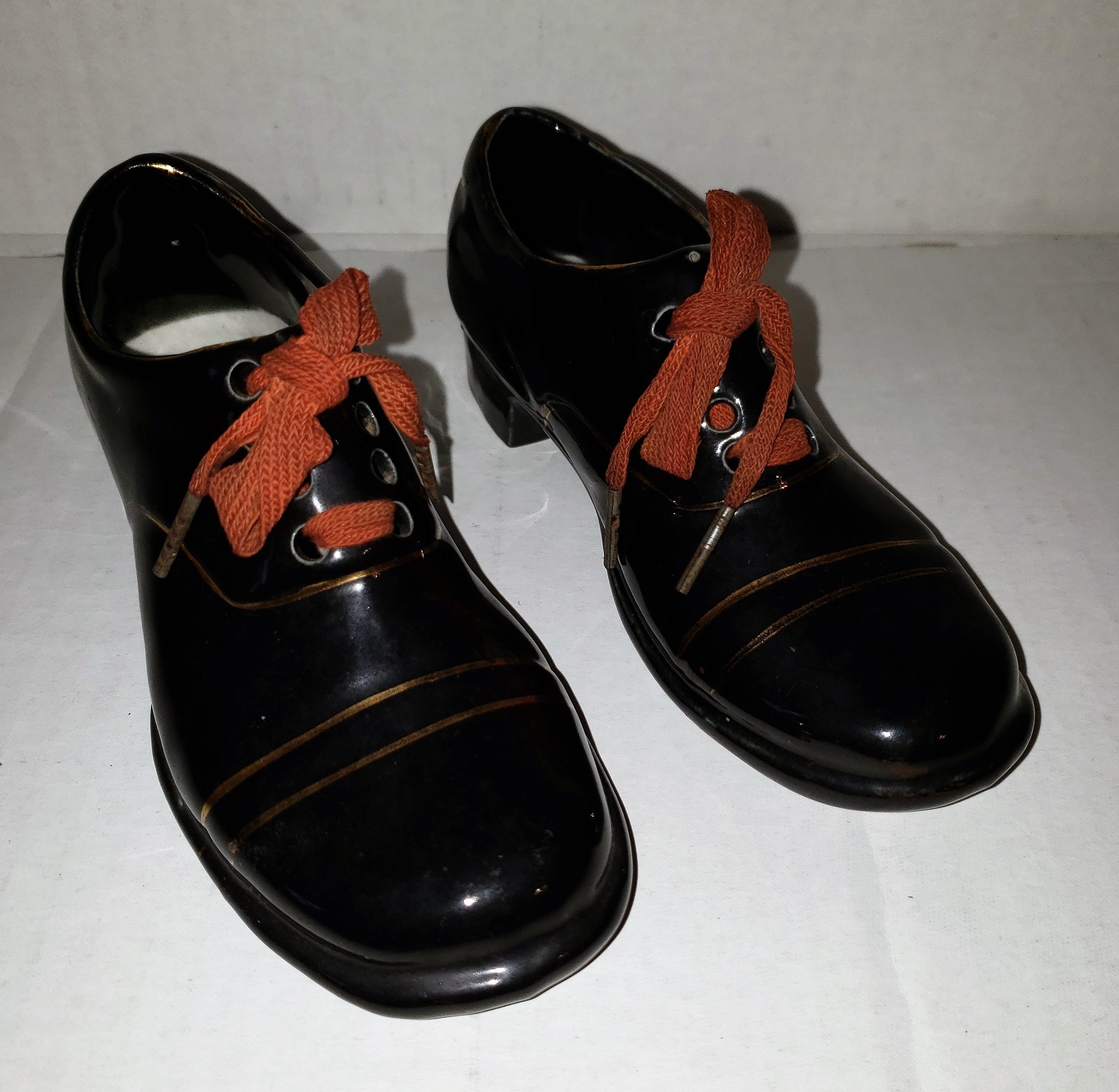 Antique Rare Large German Pair of Black Porcelain Shoes with Etsy