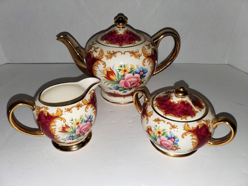 RARE James Sadler Tea Set Teapot Creamer & Sugar Bowl Etsy