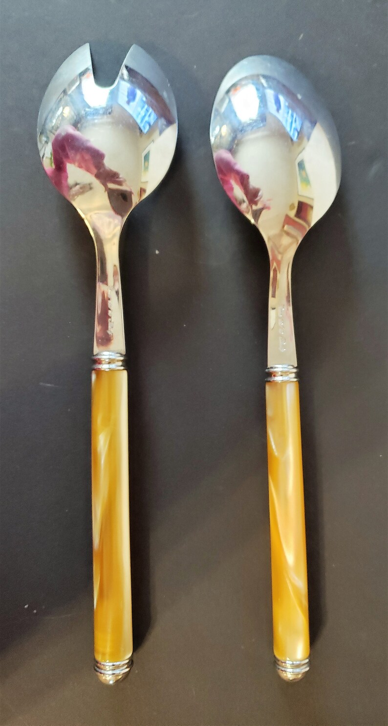 EME 18/10 Italy Perlato Serving Spoons Set of 2 Italian Etsy