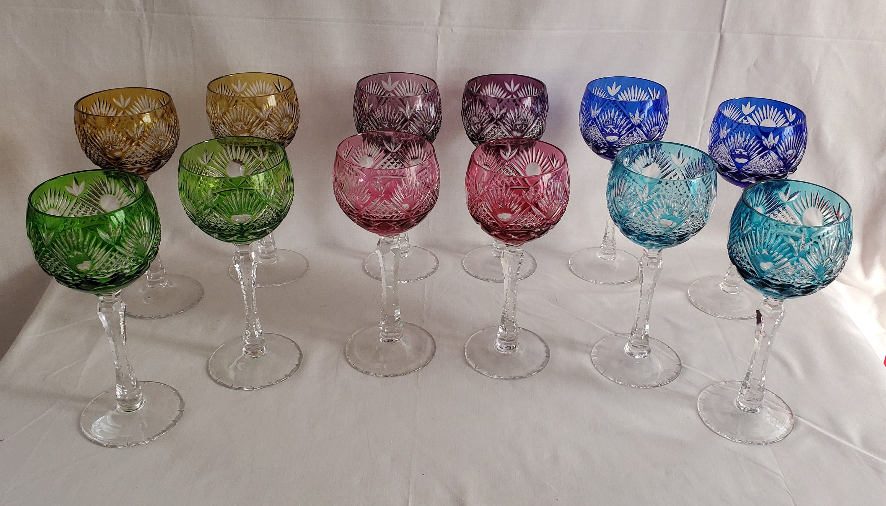 Vintage champagne midcentury goblets Crystals leaded hand blown