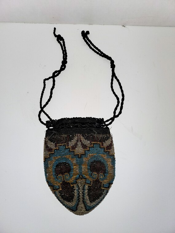 Antique Victorian MicroBeaded Geometric Design Draws… Gem