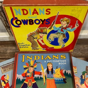 1940&#39;s Indians Cowboys Put Together Books Unused Condition with Box