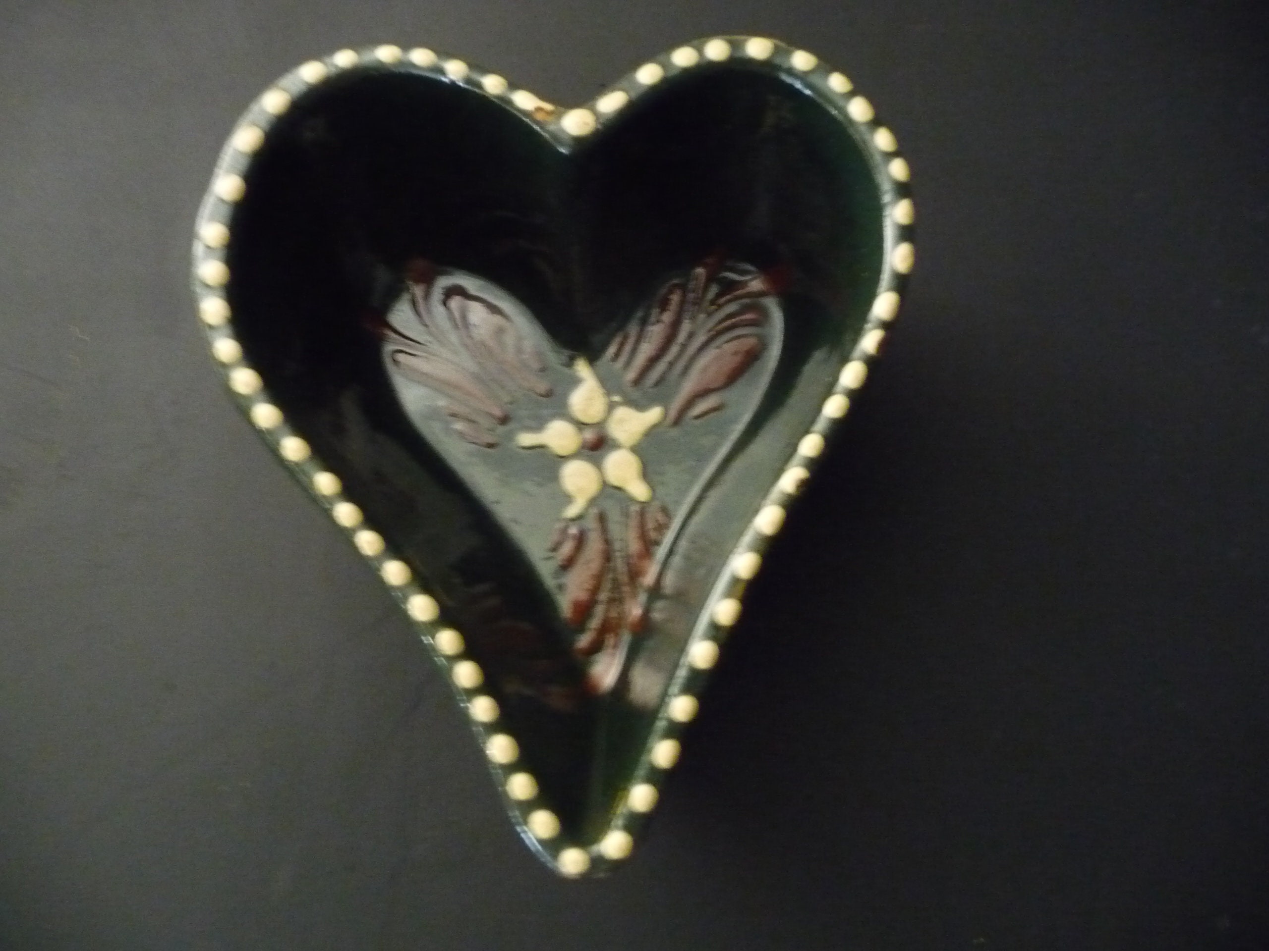 Moule Soufflenheim Alsace Gateaux Ancien en Terre Cuite Vernissée Forme Coeur