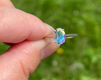 Mystic Topaz Solitaire Ring - Size 6